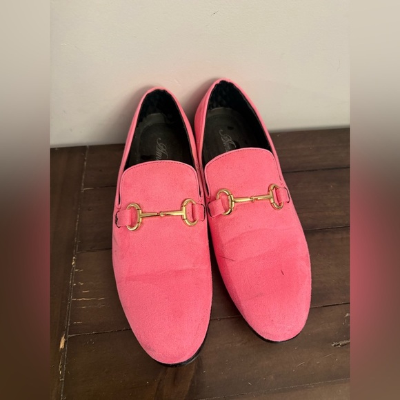 Amali Pink Suede Loafers Men’s Size 11 Gold Bit Slip On Dress Shoes Prom Wedding